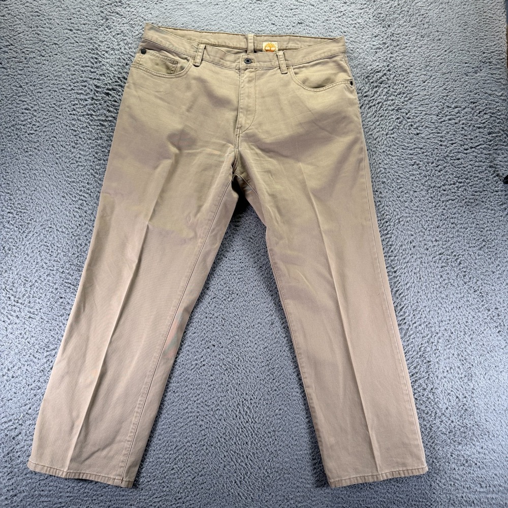 Timberland Pant Mens 38x30 Beige Cotton Chino Straight Leg Preppy Career Office